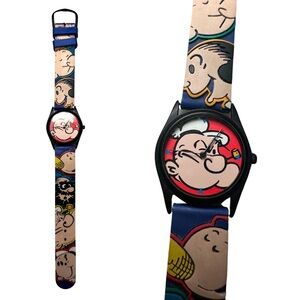 Limited Edition Popeye the Sailor Wristwatch with Plastic Etched Design Strap